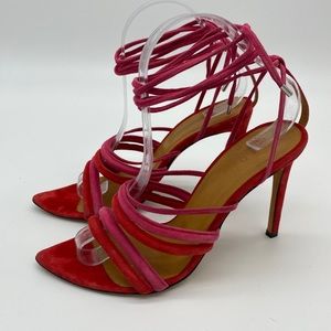IRO Livenda Suede Pink and Red Tie Sandals 40